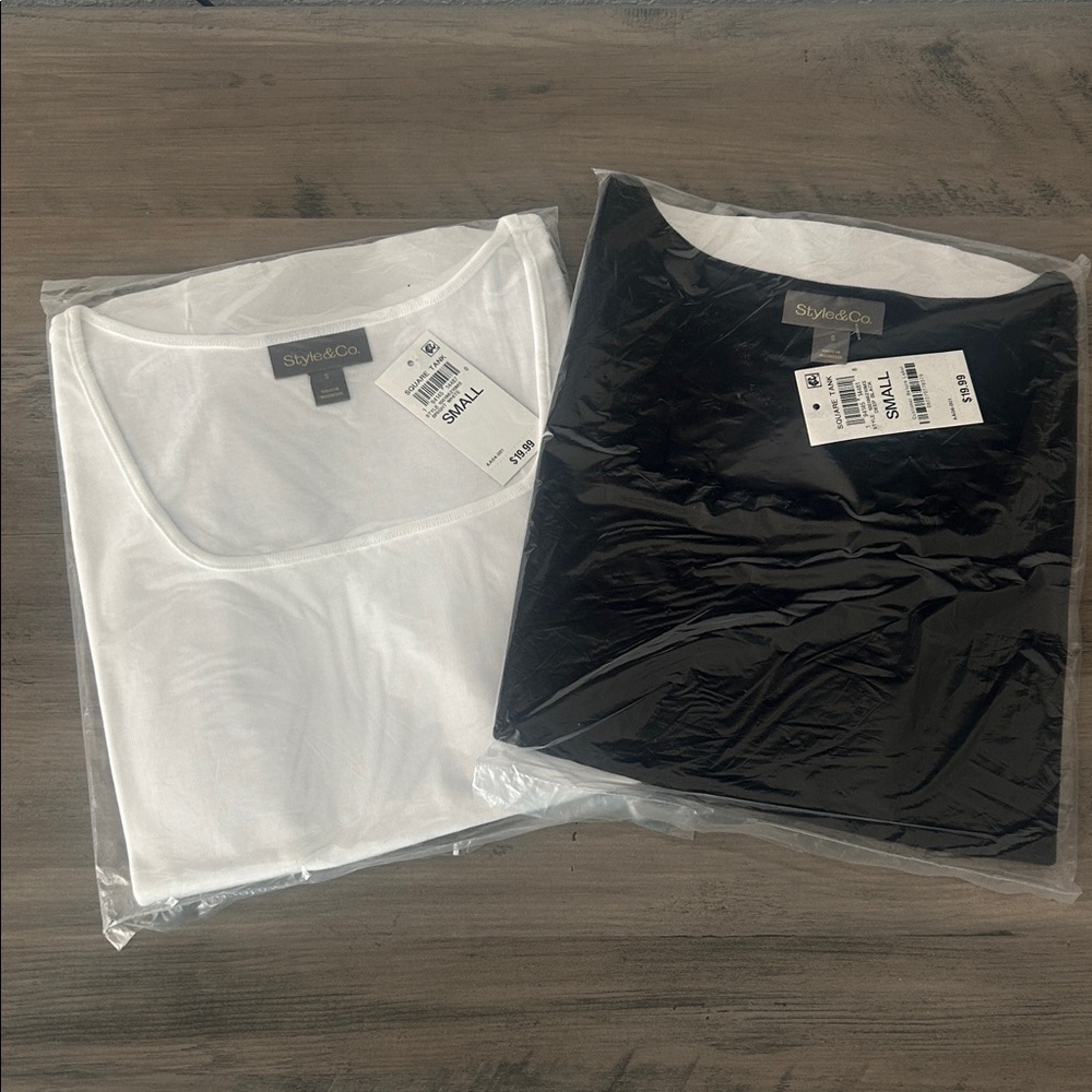 Style & Co. Classic White and Black Tank Tops